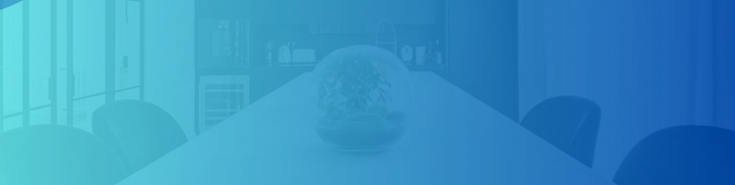 conference table and chairs with a blue gradient overlay