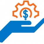 Hand with money sign in gear